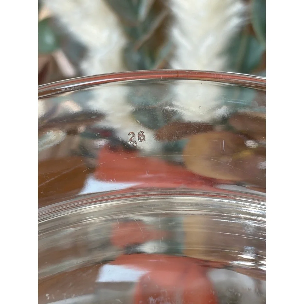 Vintage Clear Glass Oval Lid‎ White Floral Poinsettia Pattern Side Handles 26